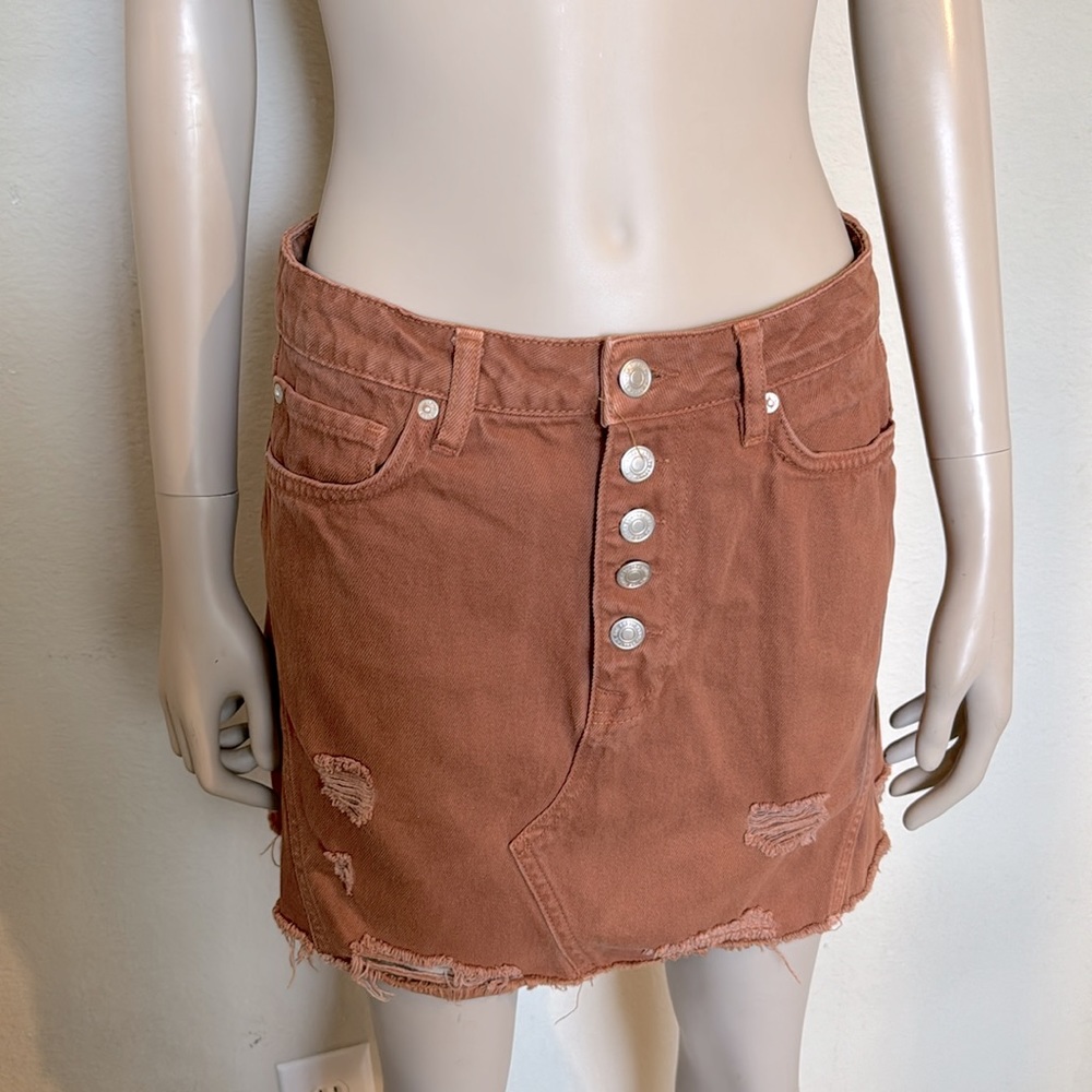 We the Free, Free People Distressed Boho Mini Skirt, size 28, rust brown - Picture 9 of 11